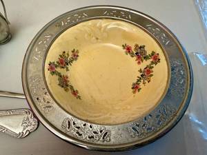 lot 40 image: Provencial Ware Golden Maire Bowl, Gorham Silver Plated Trivet and more.