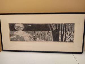 lot 81 image: Waters Edge Framed Print by Sister Joanne Emmer 1969