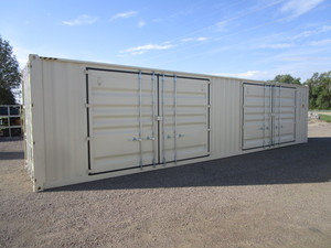 lot 26 image: 40 Single Trip High Cube Multi Door Shipping Container Beige Color