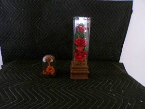 lot 32 image: Lot of 2 Beautiful Dried Flower Arrangements in Glass Cases