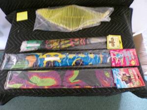 lot 47 image: Lot of 4 - 1 Handmade Wind Spinner & 3 Kites
