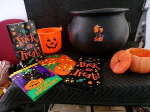 lot 56 image: Lot of 22 - Kettle, Treat Bucket Small Candy Pumpkin & Gift or Treat Bags