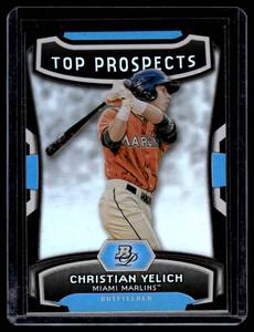 lot 196 image: Christian Yelich   2012 Bowman Platinum Top Prospects #TP-CY Miami Marlins Baseball Card