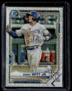 lot 199 image: Bobby Witt Jr.   2021 Bowman Chrome Prospects Atomic Refractor #BCP-1 Kansas City Royals Baseball Card