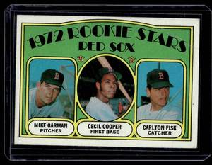 lot 247 image: Carlton Fisk Rookie Card RC  1972 Topps #79 Boston Red Sox Baseball Card