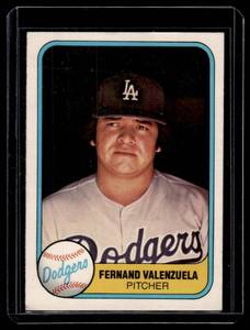 lot 262 image: Fernand Valenzuela RC  1981 Fleer #140 Los Angeles Dodgers Baseball Card