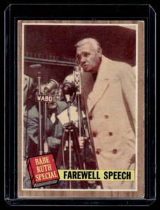 lot 24 image: Babe Ruth Farewell Speech   1962 Topps #144 New York Yankees Baseball Card