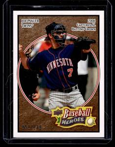 lot 81 image: Joe Mauer  051149 2008 Upper Deck Baseball Heroes Brown #101 Minnesota Twins Baseball Card