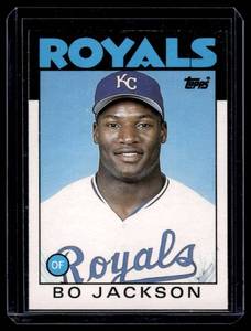 lot 131 image: Bo Jackson RC  1986 Topps Traded #50T Kansas City Royals Baseball Card