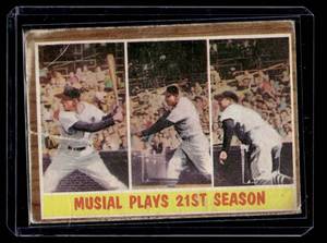 lot 132 image: Stan Musial   1962 Topps #317 St. Louis Cardinals Baseball Card
