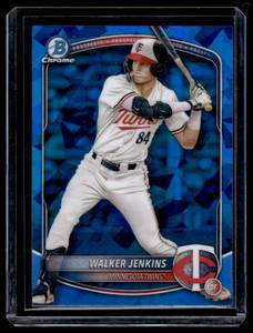 lot 210 image: Walker Jenkins Sapphire RC  2025 Bowman Chrome Prospects #BCP-1 Minnesota Twins Baseball Card