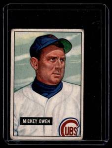 lot 278 image: Mickey Owen   1951 Bowman #174 Chicago Cubs Baseball Card