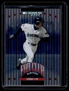 lot 89 image: Ichiro Suzuki Numbered  049242 2002 Donruss Fan Club Stat Line #212 Seattle Mariners Baseball Card