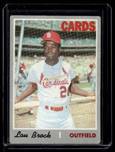 lot 93 image: Lou Brock   1970 Topps #330 St. Louis Cardinals Baseball Card