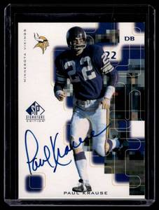 lot 41 image: Paul Krause   1999 SP Signature Autographs #PK Minnesota Vikings Football Card
