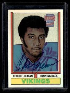 lot 43 image: Chuck Foreman Auto   2001 Topps Archives #113 Minnesota Vikings Football Card