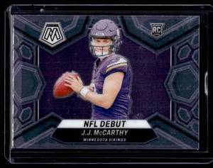 lot 159 image: J.J. McCarthy RC  2024 Panini Mosaic #275 Minnesota Vikings Football Card