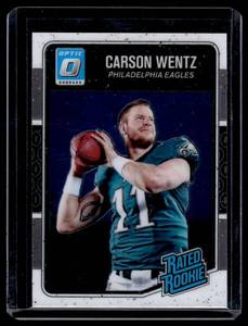 lot 161 image: Carson Wentz RC  2016 Donruss Optic Rated Rookies #156 Philadelphia Eagles Football Card