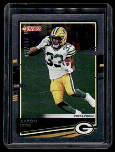lot 283 image: Aaron Jones  062100 2020 Donruss Press Proofs #104 Green Bay Packers Football Card