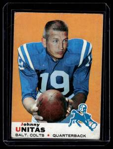 lot 46 image: Johnny Unitas   1969 Topps #25 Baltimore Colts Football Card