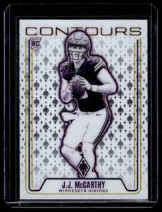 lot 54 image: J.J. McCarthy RC  2024 Panini Phoenix Contours #CON-JMY Minnesota Vikings Football Card