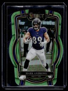 lot 169 image: Mark Andrews  254299 2022 Panini Select Neon Green Prizm Die Cut #293 Baltimore Ravens Football Card