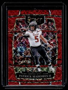 lot 310 image: Patrick Mahomes II   2022 Panini Select Draft Picks Red Lazer Prizm #26 Texas Tech Red Raiders Football Card