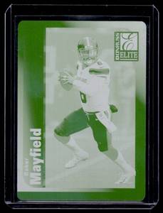 lot 56 image: Baker Mayfield 11 ONLY ONE EXISTING   2019 Dnruss Elite Plates & Patches #7 Cleveland Browns Football Card