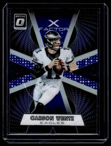 lot 59 image: Carson Wentz  074149 2016 Donruss Optic X-Factor Blue #6 Philadelphia Eagles Football Card