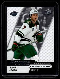 lot 313 image: Brock Faber RC  2023 Upper Deck Ovation #102 Minnesota Wild Hockey Card