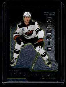 lot 316 image: Brock Faber RC  2023 SkyBox Metal Universe 2008-09 Rookie Retros #R-21 Minnesota Wild Hockey Card