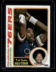 lot 218 image: Julius Erving   1978 Topps #130 Philadelphia 76ers Basketball Card