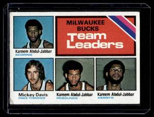 lot 219 image: Kareem Abdul-Jabbar   1975 Topps #126 Milwaukee Bucks Basketball Card