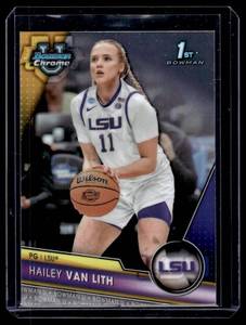 lot 242 image: Hailey Van Lith RC  2024 Bowman Chrome University of Iowa Schedule #25  Basketball Card