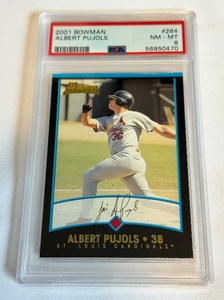 lot 10 image: Albert Pujols RC PSA 8 NM-MT 2001 Bowman #264 Rookie Baseball Card