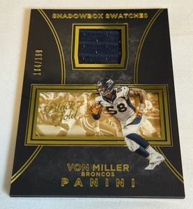 lot 26A image: Von Miller 199 Relic 2016 Black Gold Shadowbox Swatched #SW6 Numbered 184199 Football Card