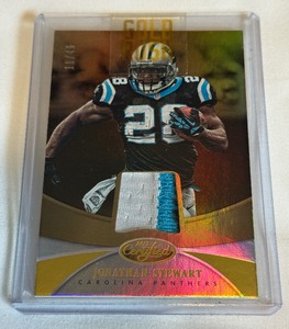 lot 27A image: Jonathan Stewart Tri-Colored Relic 49 2013 Certified #48 Numbered 1149 Football Card