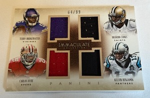 lot 32A image: Quad Relic 99 2014 Immaculate Collection 4-NFCR Bridgewater, Hyde, Cooks, Benjamin Numbered 6499