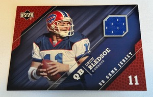 lot 33A image: Drew Bledsoe Relic 2005 UD Game Used Jersey #GJ-DB Football Card