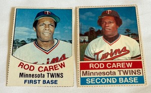 lot 42A image: Rod Carew 1976 and 1977 Hostess Hand Cut Vintage Minnesota Twins Baseball Cards