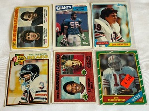 lot 46A image: 6 Card Vintage Football Rookies and Stars - Payton, Montane, Hampton, LT, OJ
