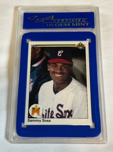 lot 54A image: Sammy Sosa Graded 10 Gem Mint RC 1990 Upper Deck #17 Baseball Card