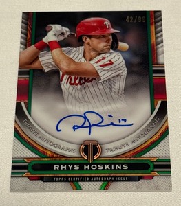 lot 57A image: Rhys Hoskins Auto 99 2023 Topps Tribute #TA-RHO Numbered 4299 Baseball Card