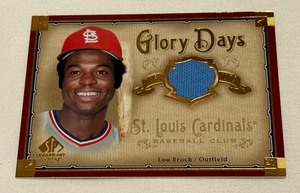 lot 62A image: Lou Brock Game-Used Relic 2005 SP Legendary Cuts Glory Days #GD-LB Baseball Card