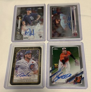 lot 63A image: 4 Card Baseball Auto Lot - Mountcastle, Wisdom, Baez, Moran