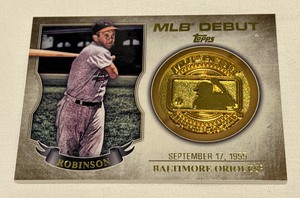 lot 67A image: Brooks Robinson Medallion MLB Debut 2016 Topps #MDM-BR Baseball Card
