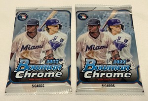 lot 89A image: (2) 2022 Bowman Chrome Baseball Card Packs