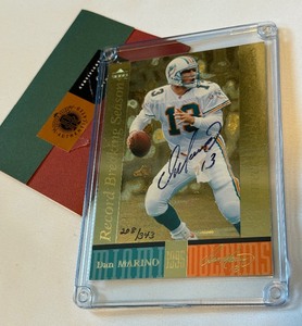 lot 29B image: Dan Marino Signed Limited Edition 343 1995 Upper Deck Record Breaking Season Numbered 208343 On-Card Auto Football Card With UD COA