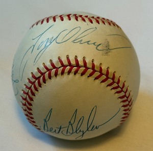 lot 35B image: Tony Oliva  Bert Blyleven  Jeff Reboulet Signed Baseball With JSA COA Rawlings OLB Budig Ball Minnesota Twins
