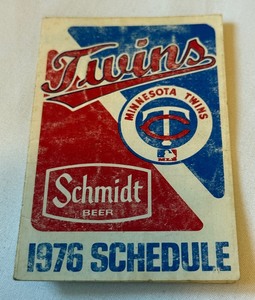 lot 38B image: 1976 Minnesota Twins Vintage Pocket Schedule With Schmidt Beer Ad
